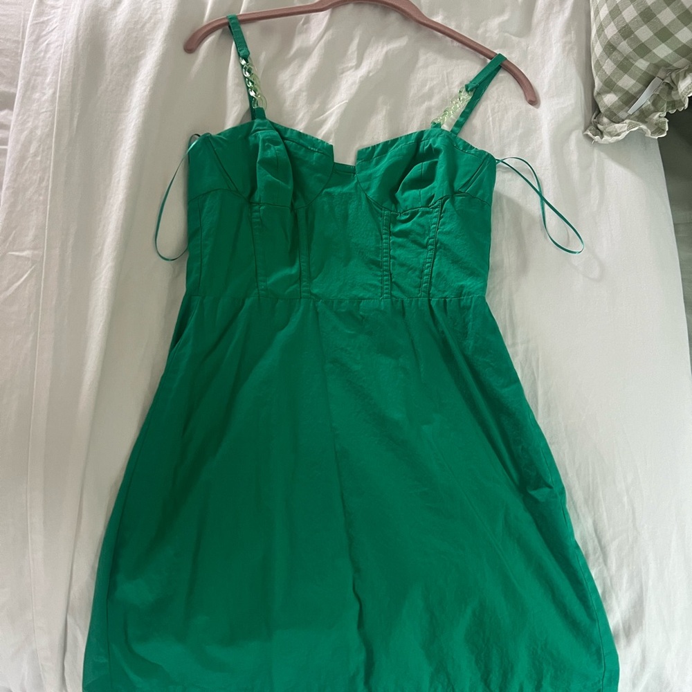 Zara green chain link mini dress